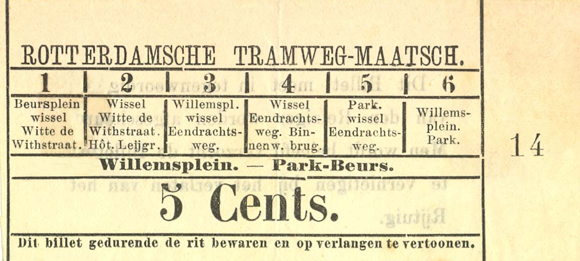 NL RoMeO ovv rtmplb sectiebiljet Willemsplein Park Beurs 5 cents 14 98x44 mm